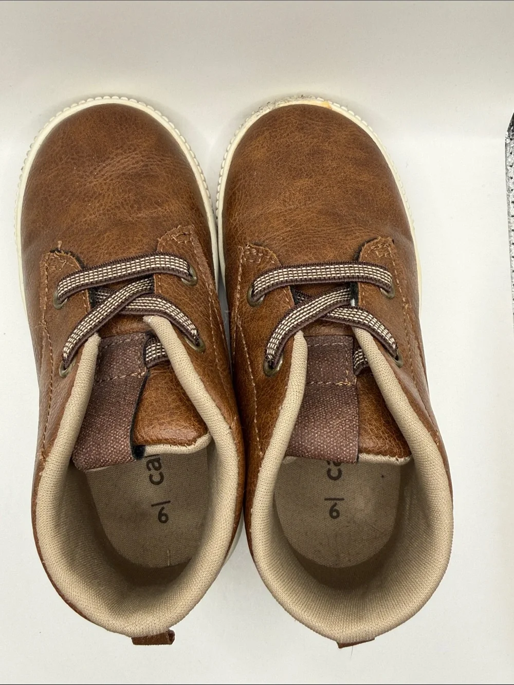 Carter's Brown Faux Leather Lace-Up Kids Boots